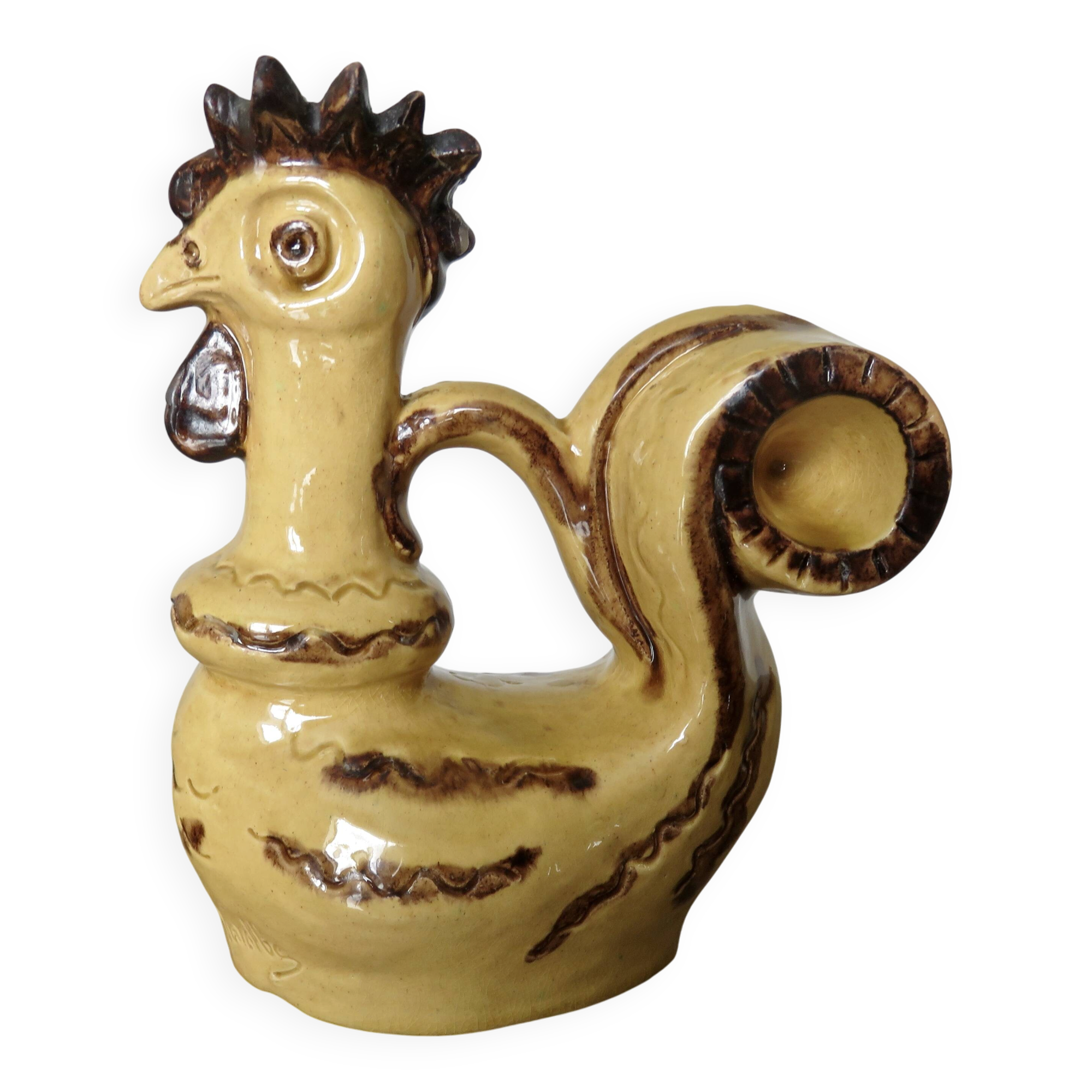 Ceramic candlestick "the rooster" from Périgourdine pottery, 1960