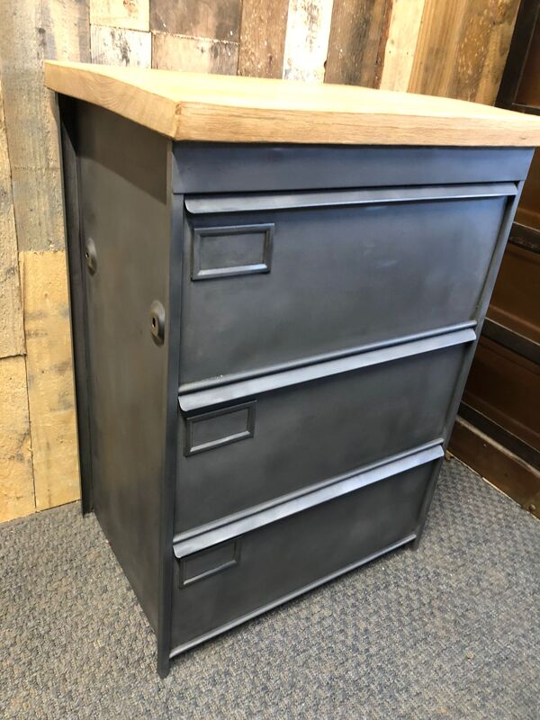 Meuble à clapets de rangements chaussure industriel Atal, métal bois