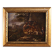 Peinture italienne antique du XVIIIe siècle, paysage avec scène pastorale