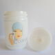 Old cotton bathroom pot in vintage opal year 1970