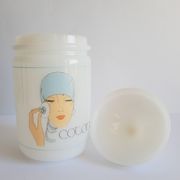 Old cotton bathroom pot in vintage opal year 1970