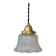Industrial Holophane glass portable lamp with brass hook