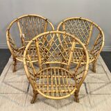 Trio of rattan armchairs