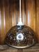 Old pendant lamp molded glass gold inlay + vintage brass contour