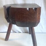 Brutalist solid oak side table – 40s/50s