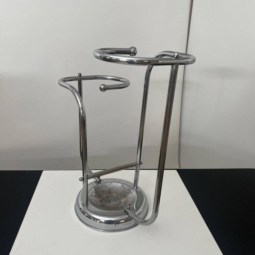 Art Deco Chrome Umbrella Stand in Tubular Steel and Chrome-Plated, Belgium, 1930