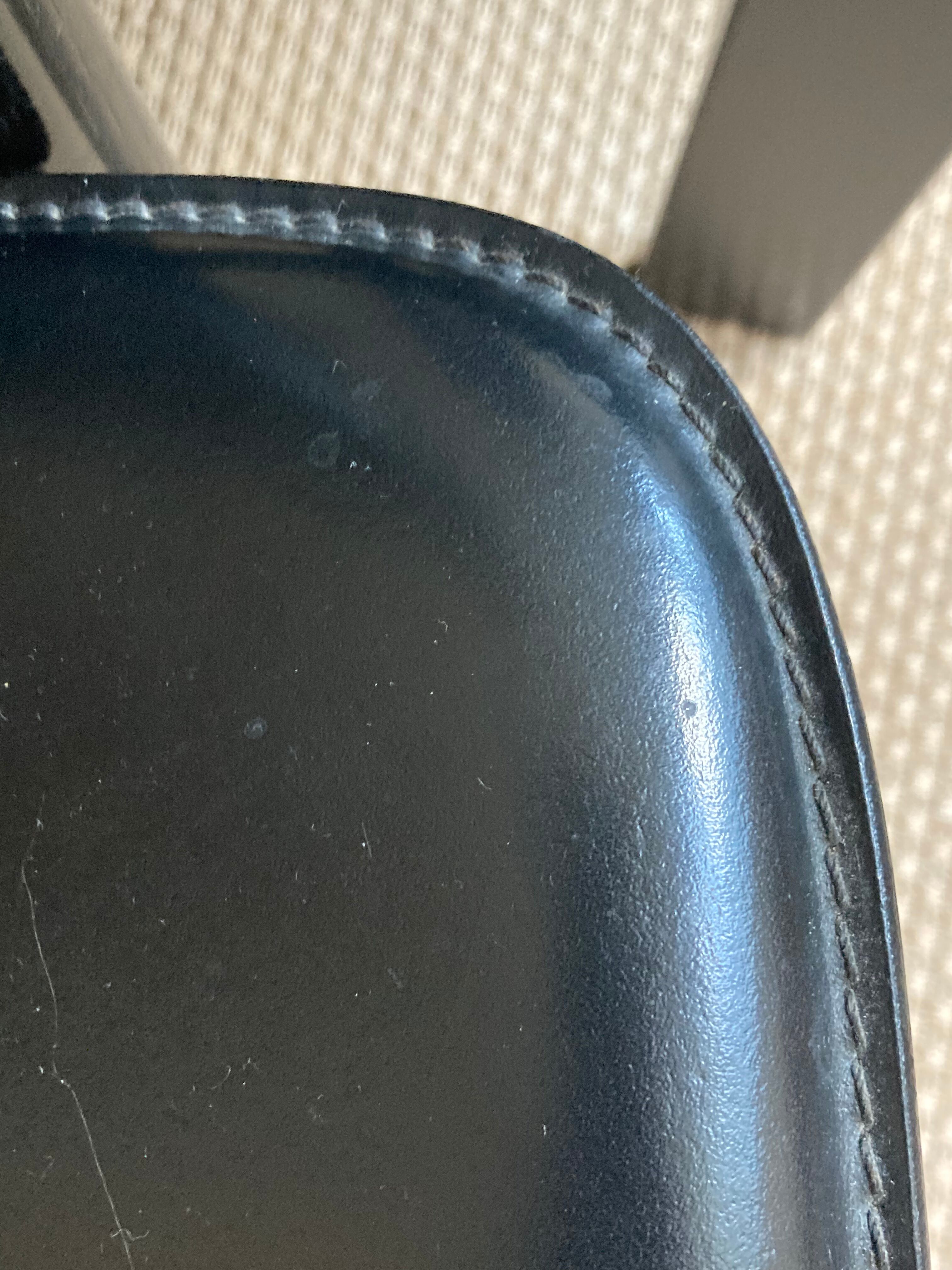 Set of 4 chairs black leather Pietro Constantini Italy 1970