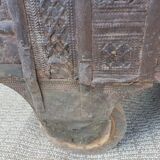 Old Vintage Indian Box on Wooden Wheels Early 20th S