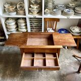 Craft furniture with 2 drawers, solid wood table.