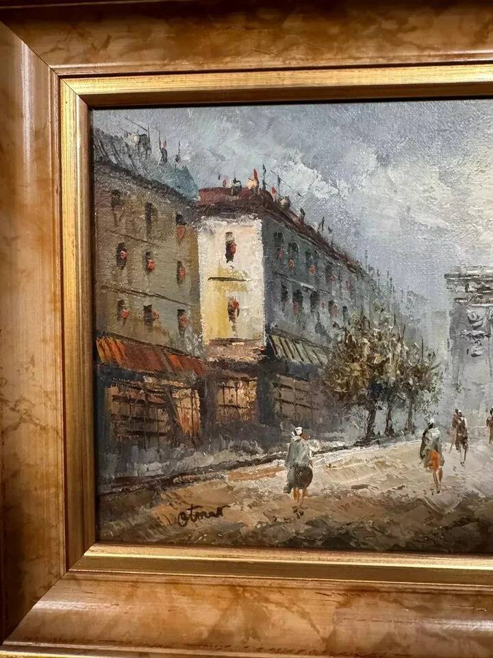 Oil painting on canvas: the Porte Saint Martin Paris 20th century