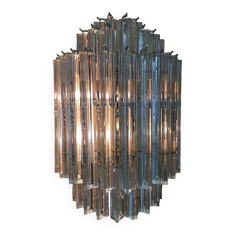 Clear “triedro” murano glass wall sconce