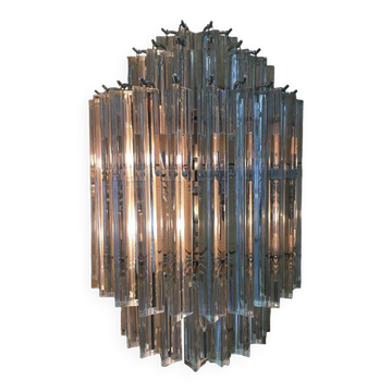 Clear “triedro” murano glass wall sconce