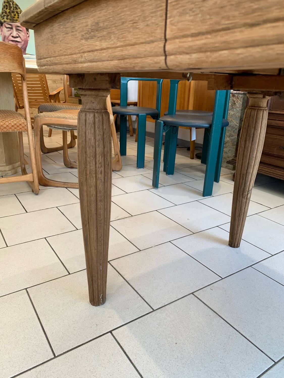 Art Deco Raw Solid Oak Table