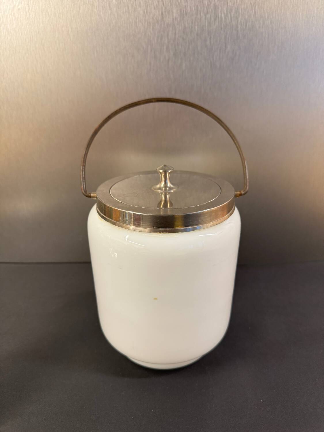 Antique white opaline glass candy dish, early 20th century