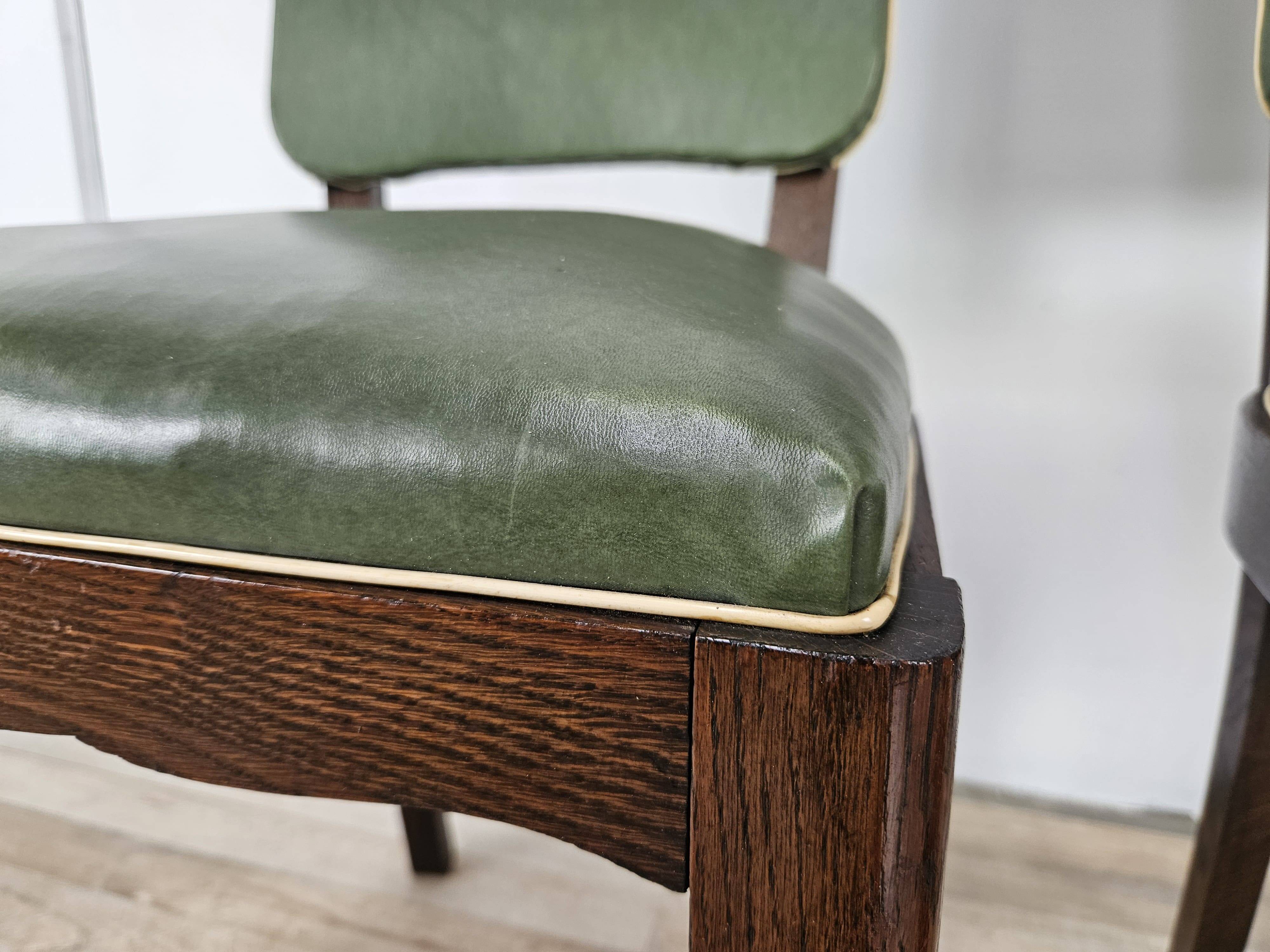 Set of 8 Art Decò oak dining chairs, 1950