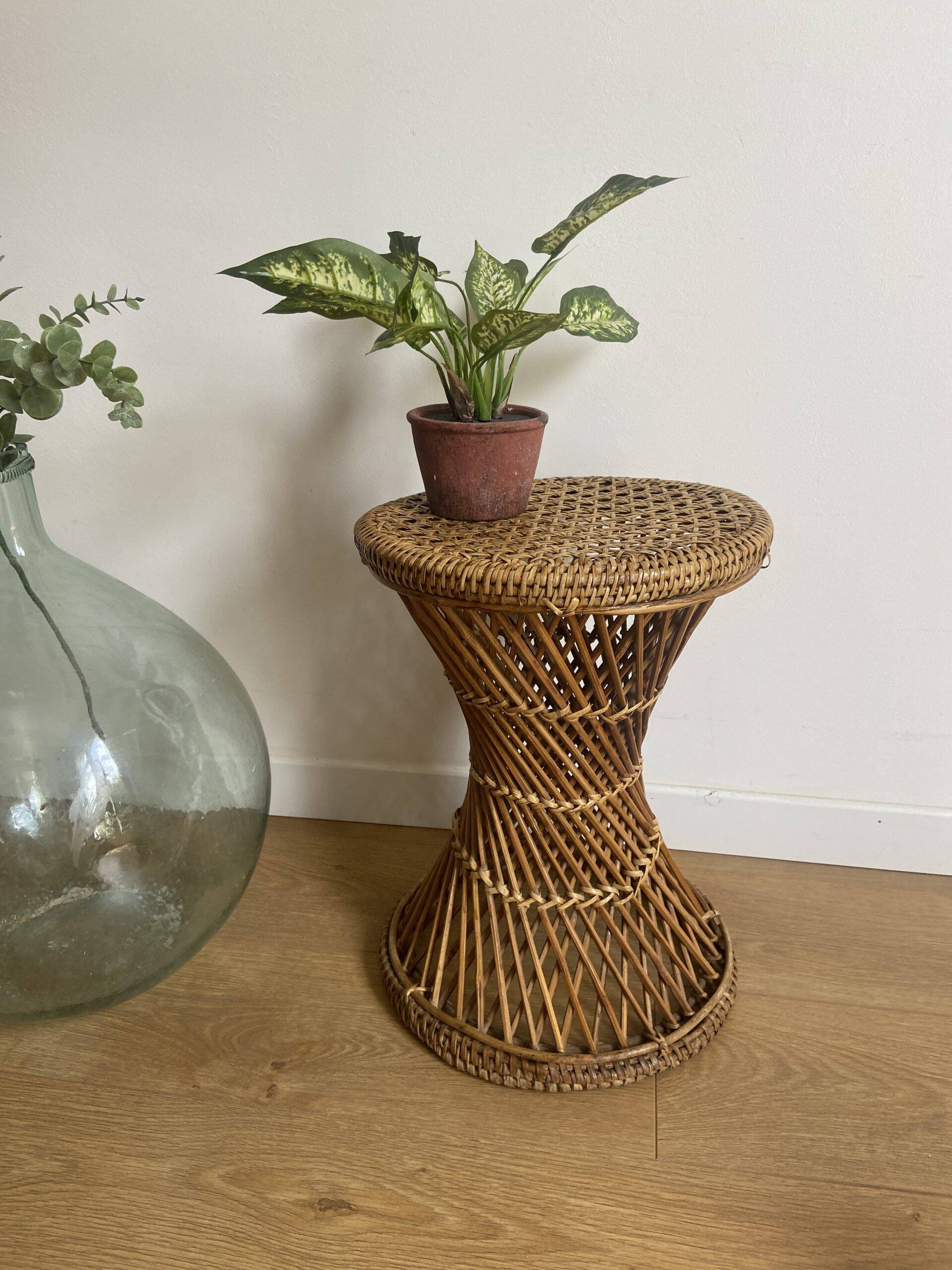 Vintage rattan and cane stool