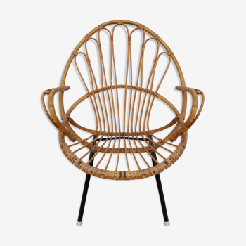 Chair Basket in old 60s rattan