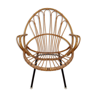 Chair Basket in old 60s rattan