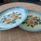 Two slip plates with fruit decoration