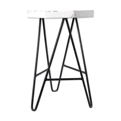 Tabouret vintage bois et structure en fer