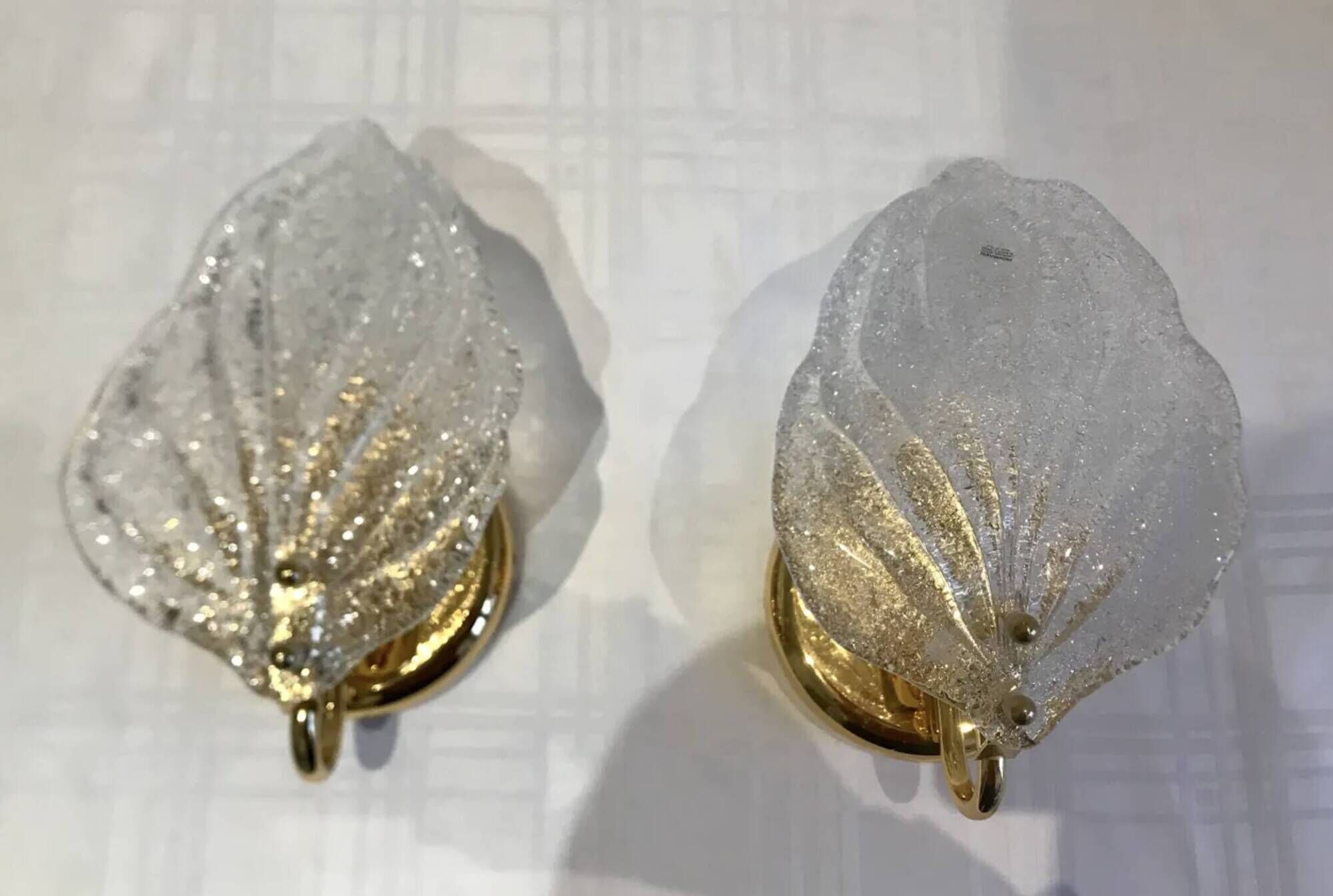 Paire d’appliques feuille verre Murano