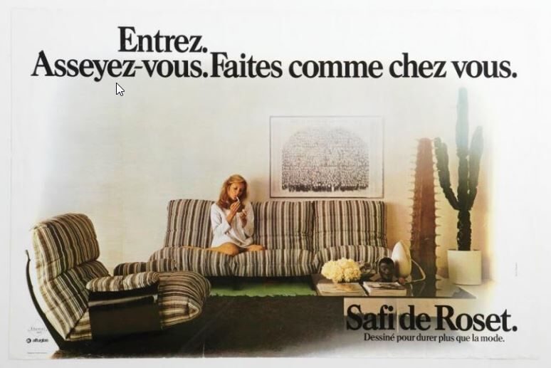 Armchair and its ottoman Safi/Marsala by Michel Ducaroy, edition Ligne Roset 1970