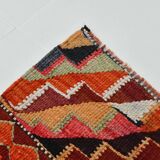 3x10 Burgundy & Orange Vintage Kilim Runner Rug, 104x317Cm