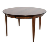 Mid-century modern round rosewood dining table model 55 by Gunni Omann for Omann Jun, Denmark, 1960s