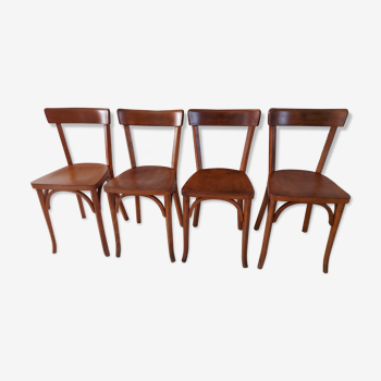 Suite de 4 chaises de bistrot Baumann vintage années 1960
