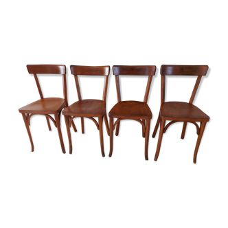 Suite de 4 chaises de bistrot Baumann vintage années 1960
