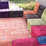 Canapé panoramique vintage modulaire 9 places