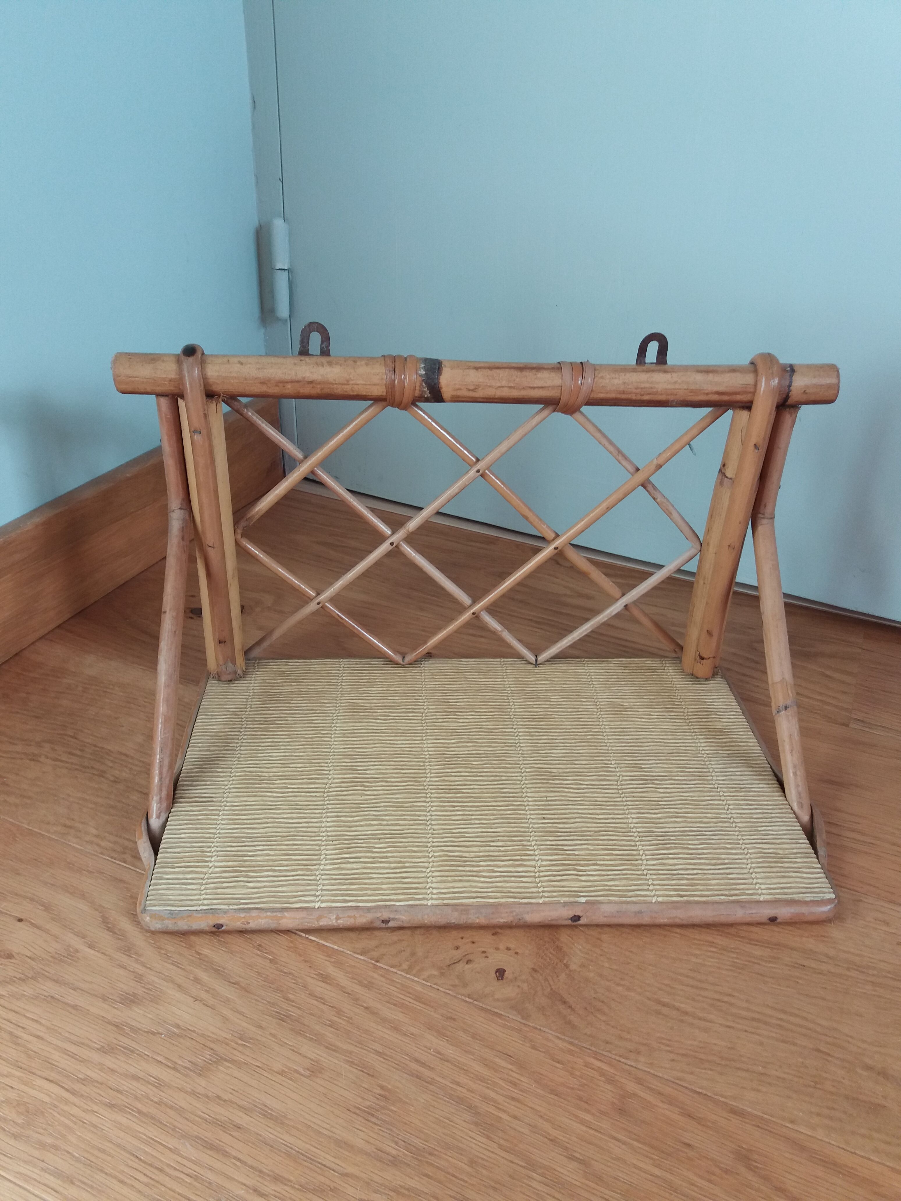 Rattan wicker wall shelf