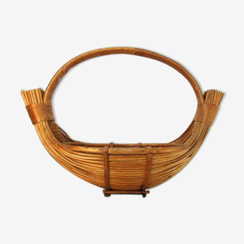 Vintage wicker gondola basket with handle