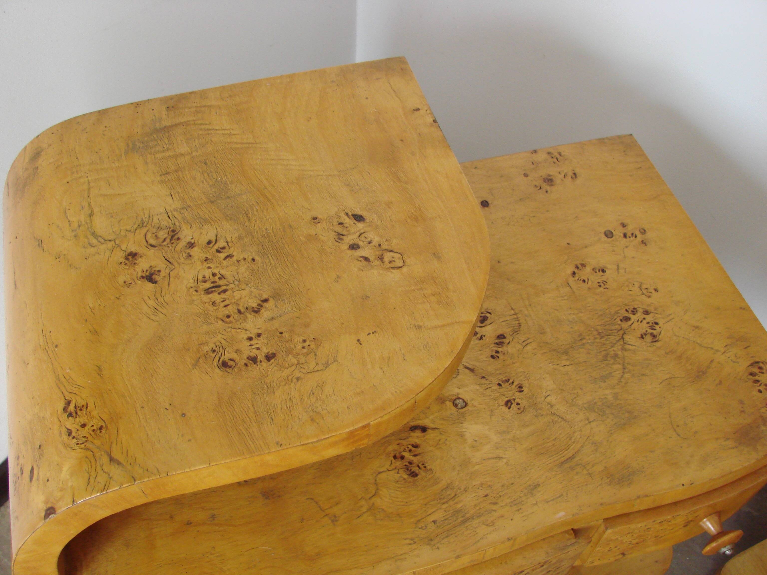 A set of Art Deco bedside tables from the 1940s.