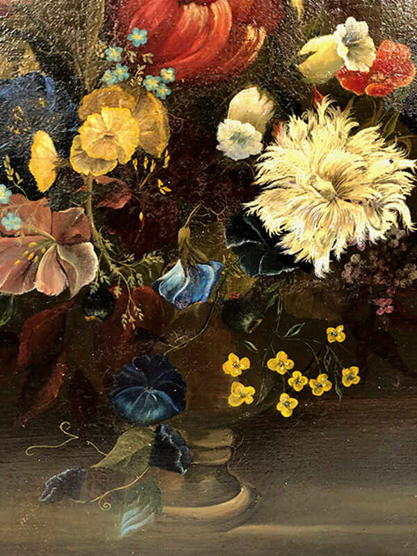 Huile sur toile, bouquet de fleurs daté 1883 Ecole française XIXe