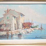 Old painting, oil on panel signed Roustin