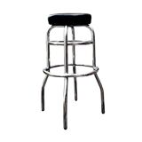 Vintage bar stool in black skai and chrome metal