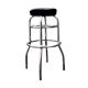 Vintage bar stool in black skai and chrome metal