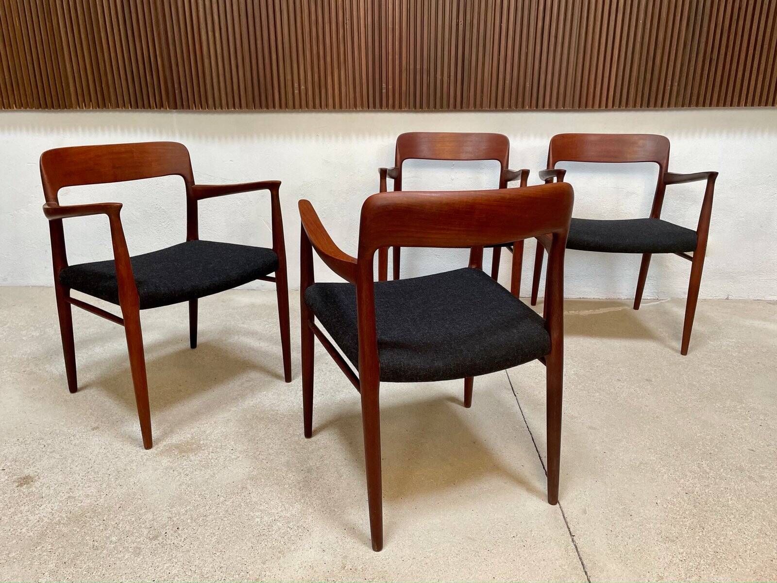 Danish teak model 56 chairs by Niels O. Møller for J.L. Møllers, 1954, set of 4