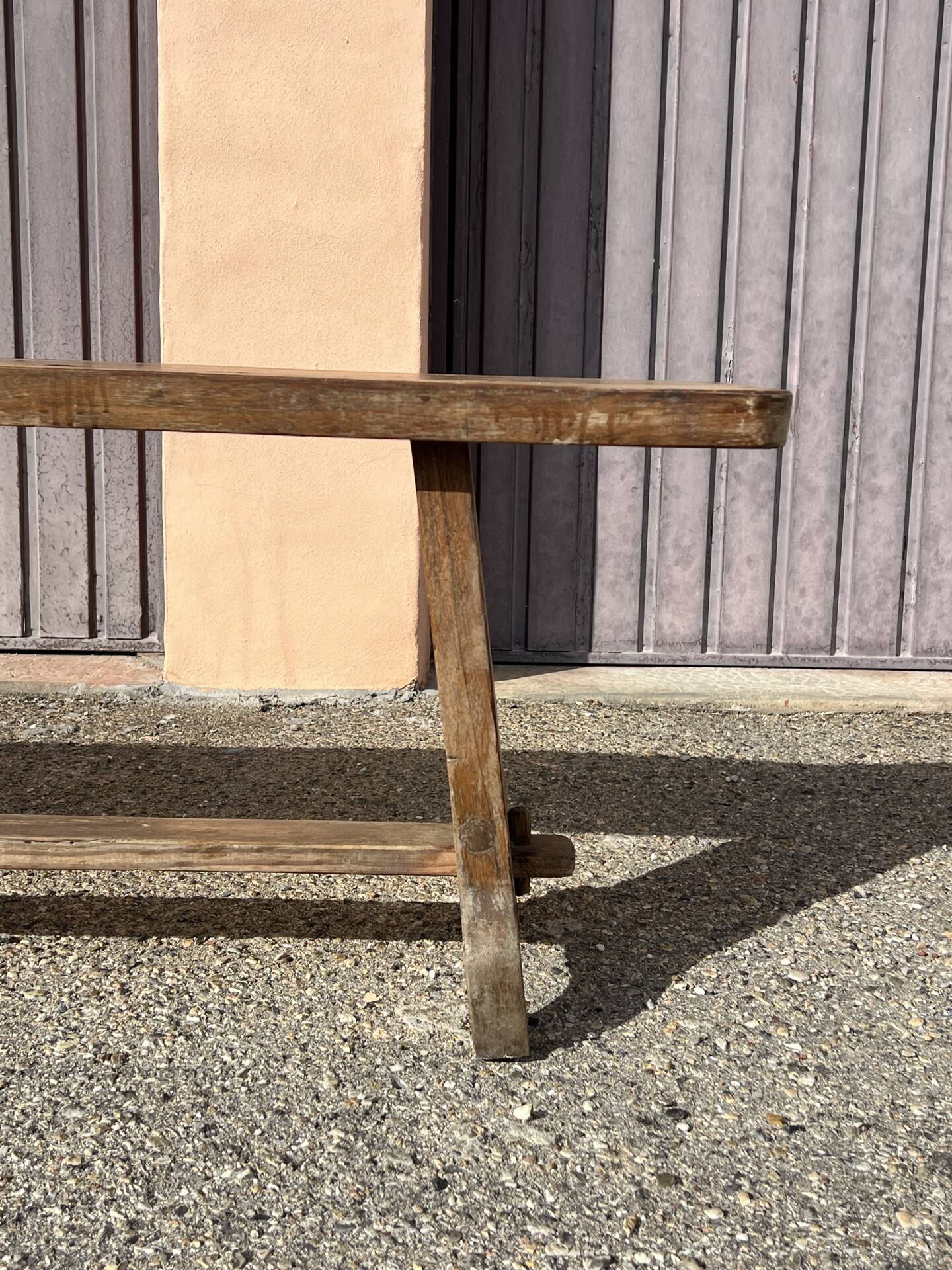 Solid wood bench, French artisanal craftsmanship.