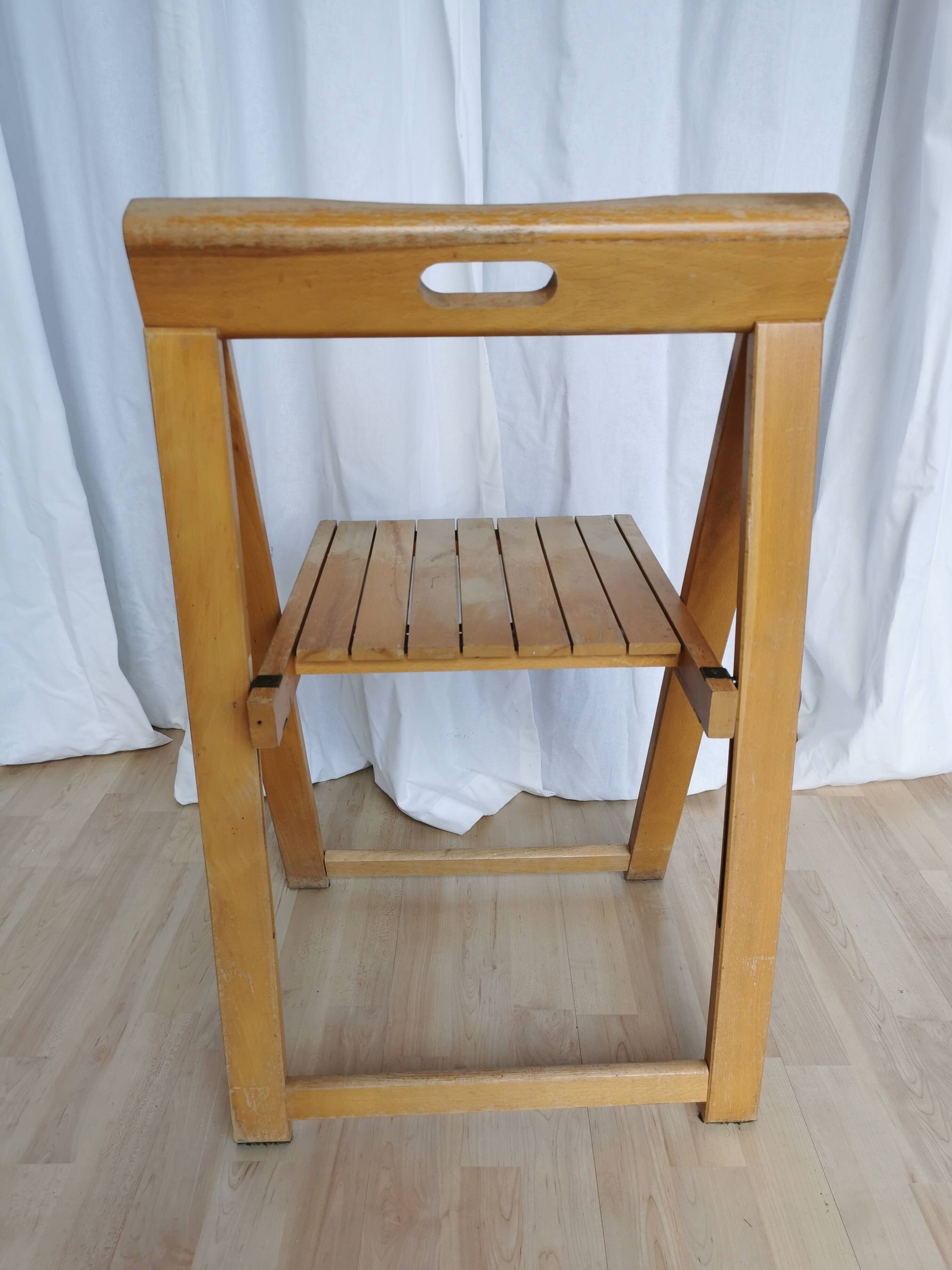 Vintage Trieste Folding Wooden Chair by Aldo Jacober, 1970s
