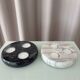 Pair of Vintage Marble Triple Tealight Candle Holders – Black & White