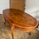 Louis XV style extendable oval wooden dining table