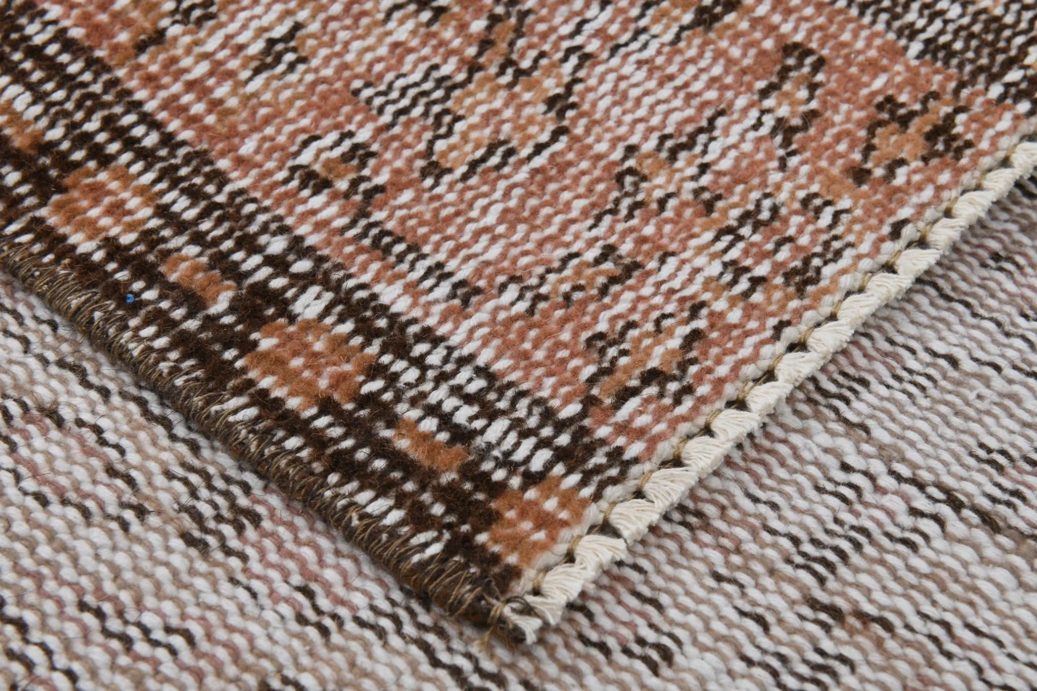 Terracotta & Rust Brown Floral Persian Rug, Turkish Vintage Antique Carpet
