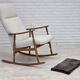 1970s, Scandinavian design, high-backed rocking chair, reupholstered.