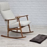 1970s, Scandinavian design, high-backed rocking chair, reupholstered.