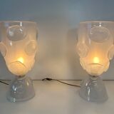 Italian Art Deco Murano Glass Vase Table Lamps