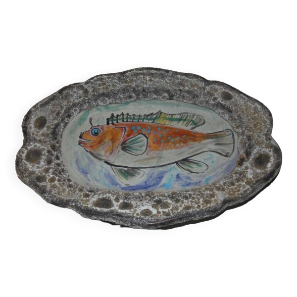 Grand plat décor poisson Dieulefit dans la drôme