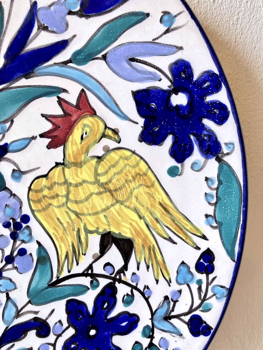 Pair of decorative ceramic plates from Nabeul, 1960s-1970s.