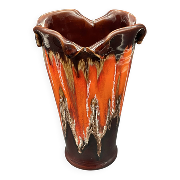 Large Vallauris vase with folded rim, 1960s-1970s.
